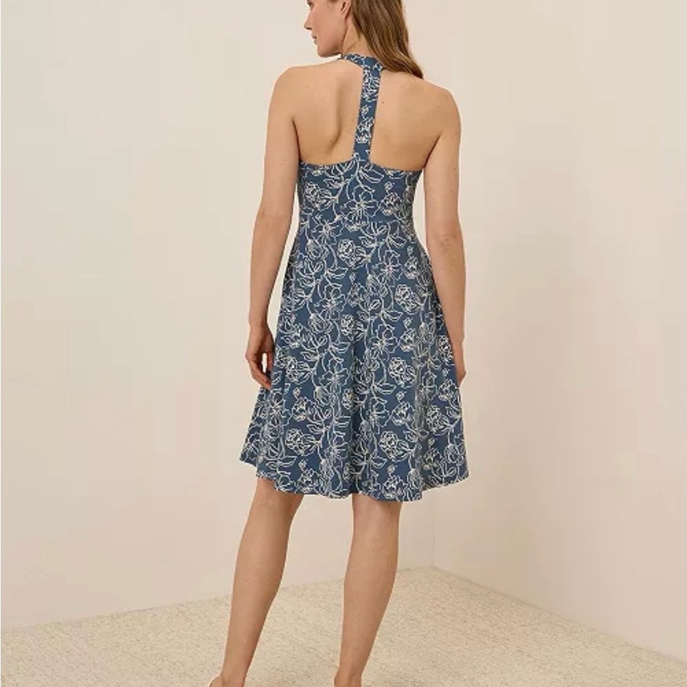 NWT Pact Looking Glass Floral Slate Blue Halter Dress